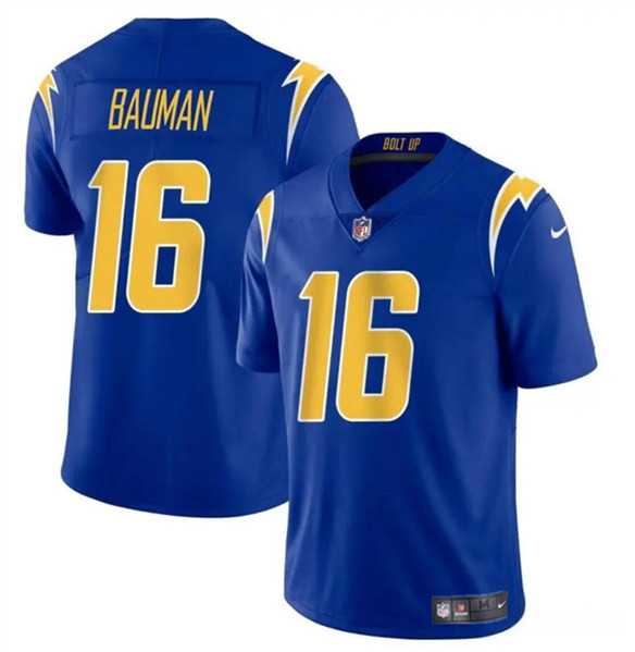 Men & Women & Youth Los Angeles Chargers #16 Casey Bauman Royal 2024 Vapor Limited Stitched Jersey